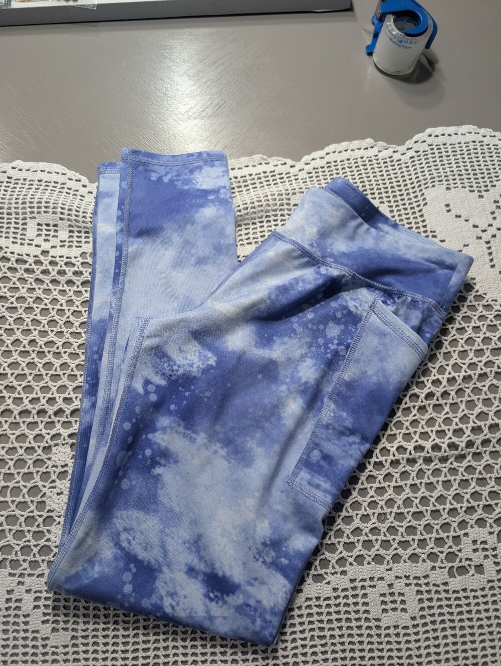 Athletic Works Kids Blue Tie-Dye Active Leggings Size Girls 18/XXL